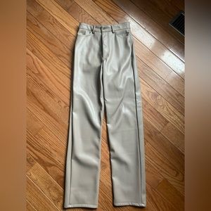 Dynamite Gisele Tan Faux Leather Straight Leg Pant (Size 0)
